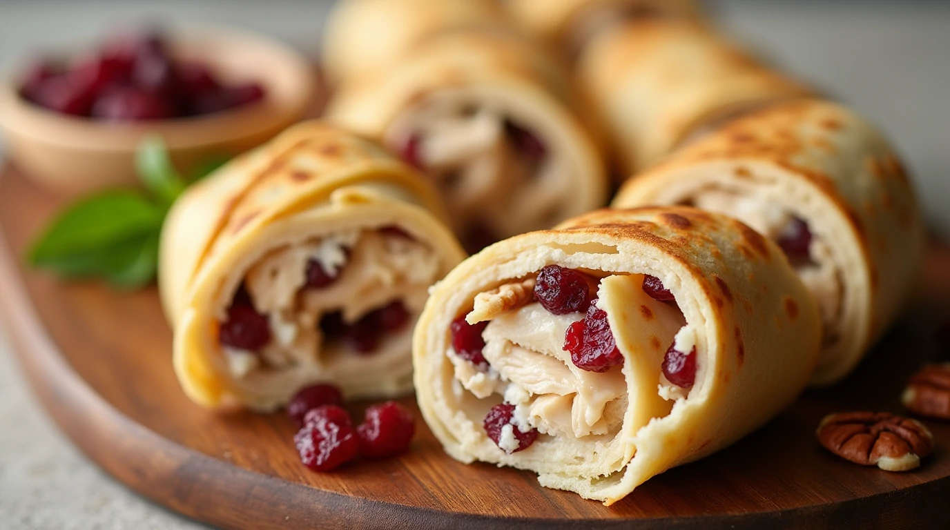 Creamy Chicken Cranberry Pecan Pinwheels Recipe