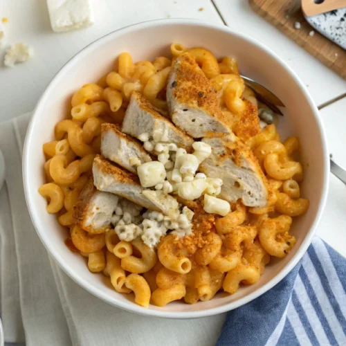 Creamy buffalo chicken mac and cheese