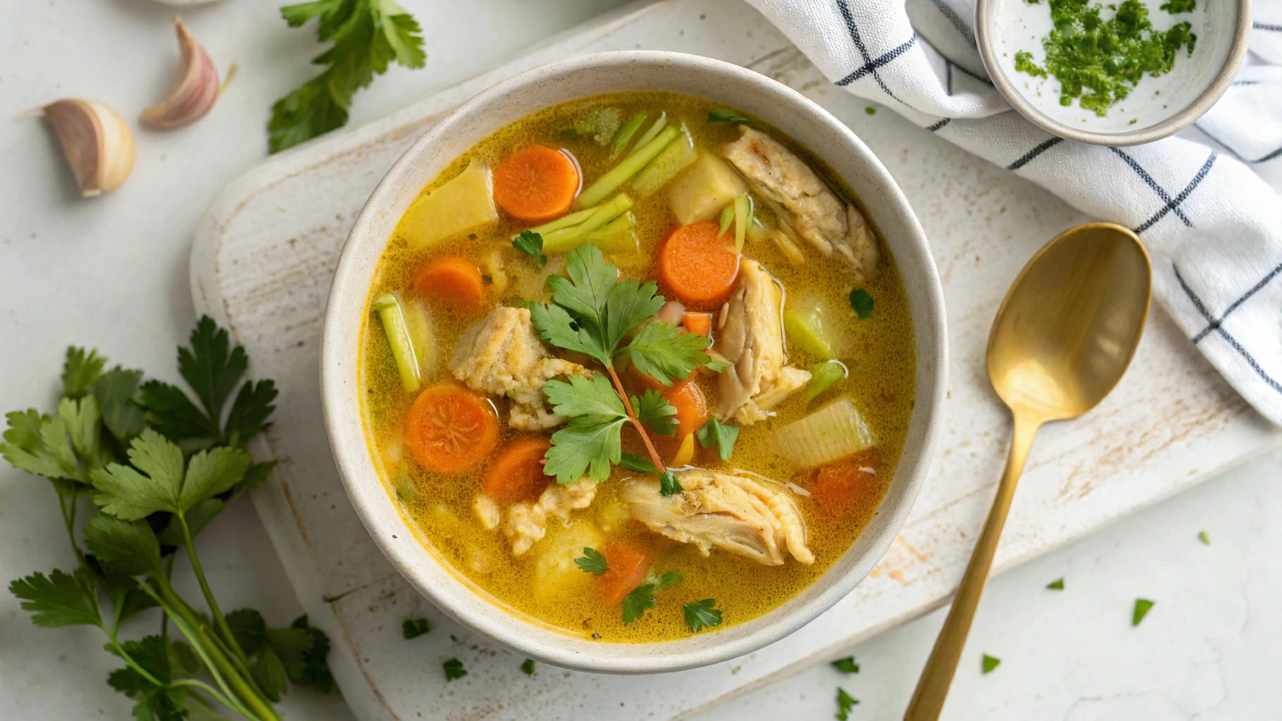 Anti-Inflammatory Turmeric Ginger Chicken Soup (high protein)